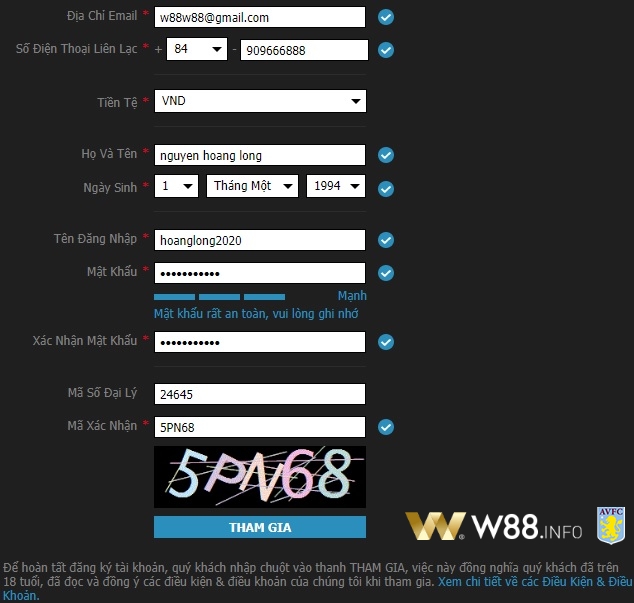 Đăng ký tại khoản chơi lô đề tại W88