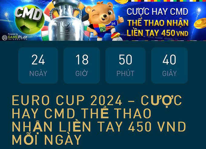 Thưởng 450 VND tại CMD thể thao